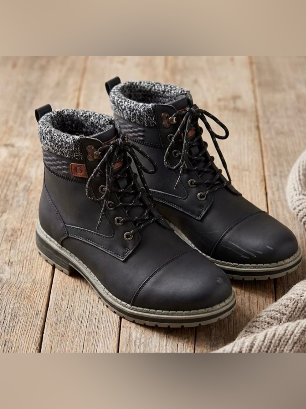 Xray Dover Faux Leather Lace Up Winter Boots Black Men’s Size 9.5